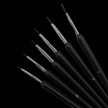 Набір пензликів художніх круглих, 6 шт.