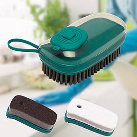 Універсальна чистяча щітка 3в1 для миття посуду з дозатором Щітка для миття та прибирання 3 змінні насадки