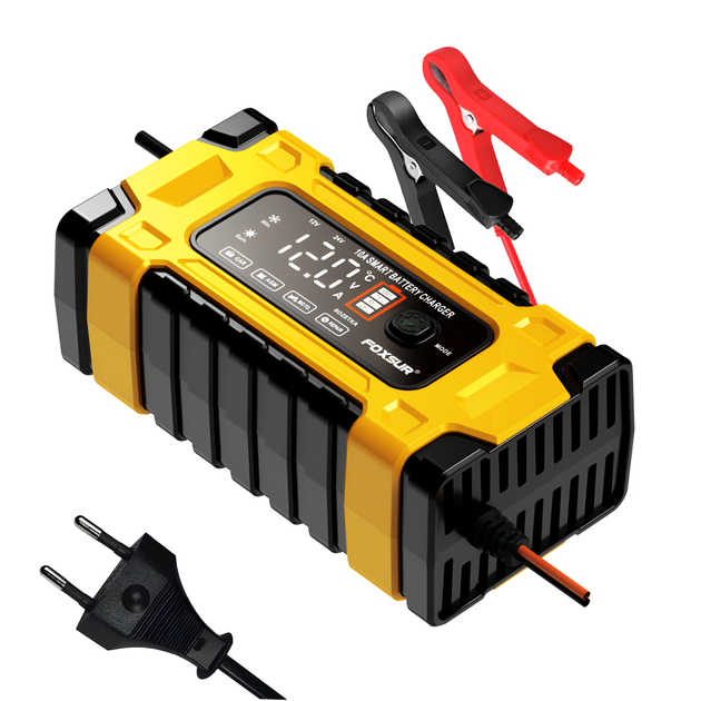 Імпульсний зарядний пристрій Foxsur 12-24V 10А для автомобільного акумулятора