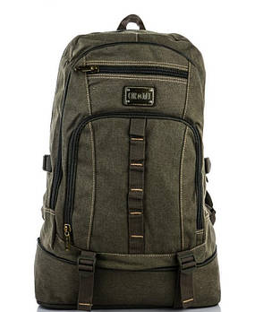 Чоловічий тактичний рюкзак брезентовий 1693 green Рюкзак брезентовий туристичний повсякденний