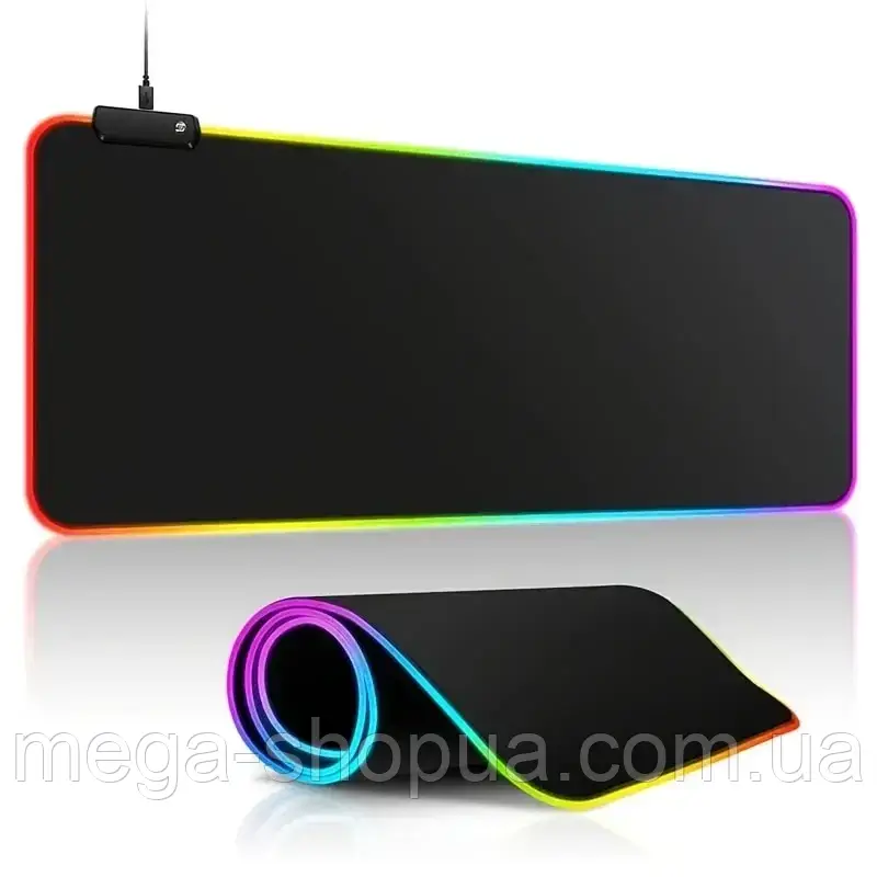 Великий килимок для мишки з LED-підсвіткою Чорний 600 x 300 DG60. Ігрова поверхня. Килимки для миші 60 * 30 см