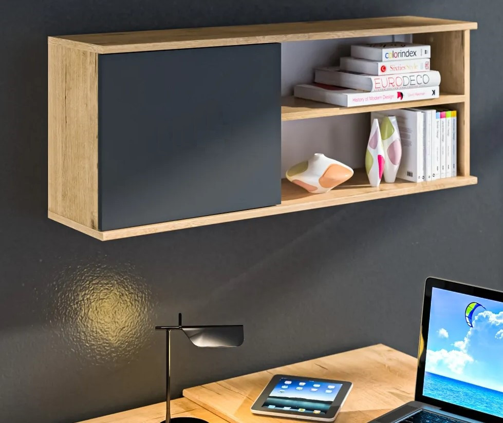 Книжкова полиця для квітів, сувенірів або фоторамок із ДСП ПК-50, колір Дуб сонома \ антрацит, фото 1