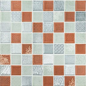 Самоклеючі 3д панелі на стіну 700х700х4мм, м'які 3D панелі самоклейка для декору стін, мозаїка коричнева