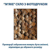 Покриття для столу, м'яке скло з фотодруком, Об'ємні дерев'яні соти 60 х 100 см (1,2 мм) МСПБ-tx391, фото 4