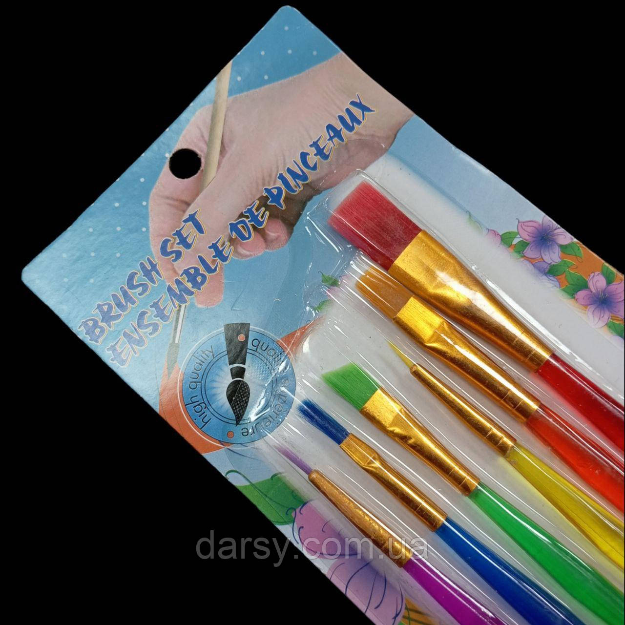 Набір пензликів плоских 6 шт., фото 1