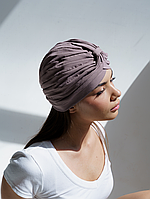Шапка чалма тюрбан жіноча літня зі стрейч бавовни D.Hats Кавовий