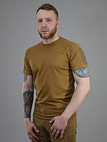 Футболка пряма Coolmax «Койот» з велкро на рукаві, чоловіча потовідвідна тактична футболка кулмакс