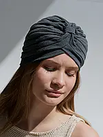 Шапка чалма тюрбан жіноча літня зі стрейч бавовни D.Hats Темно сірий