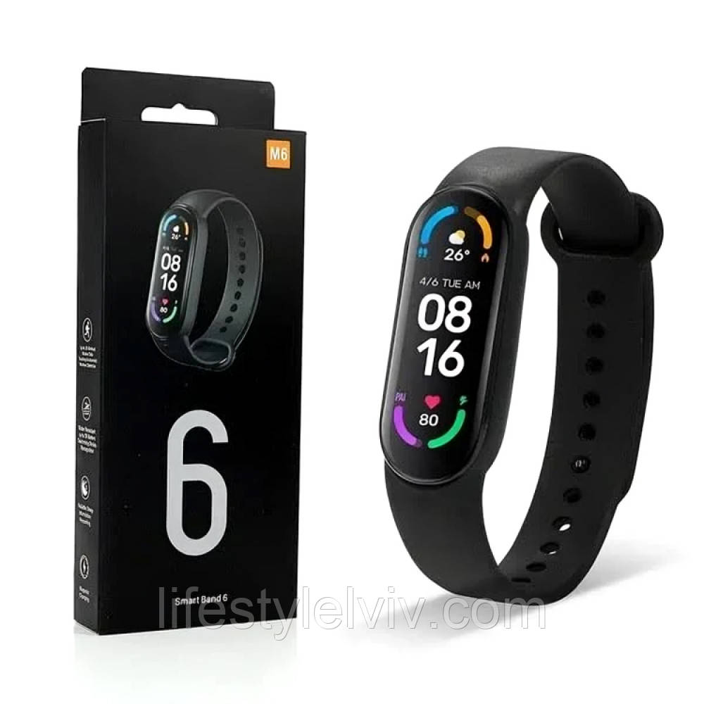 Фітнес браслет Smart Watch M6, Чорний / Смарт годинник / Фітнес трекер / Пульсометр / Фітнес годинник / Тонометр, фото 1