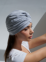 Шапка чалма тюрбан жіноча літня зі стрейч бавовни D.Hats Світло сірий