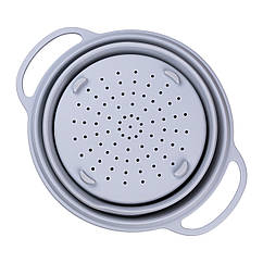 Силіконовий дуршлаг складаний з ручками для овочів 2.6 л круглий багаторазовий 10.5 х 25 см Lugi