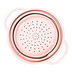 Силіконовий дуршлаг складаний з ручками для овочів 2.6 л круглий багаторазовий 10.5 х 25 см Lugi