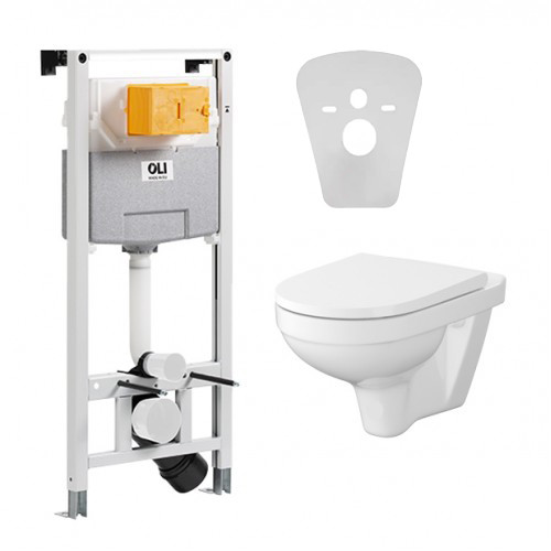 Набір Інсталяція OLI120 PLUS в комплекті з унітазом підвісним безобідковим ZIP 471 SIMPLE ON та дюропластовим