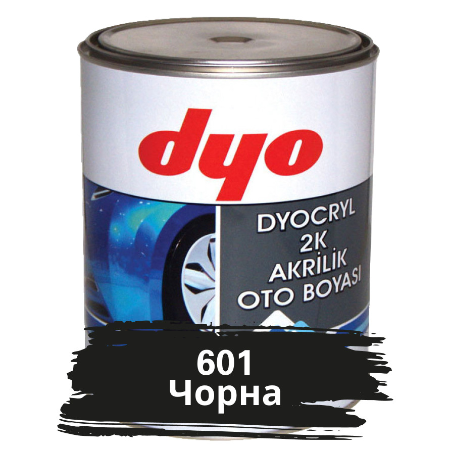 601 Чорна Акрилова фарба для авто DYO 1 кг (без затверджувача), фото 1