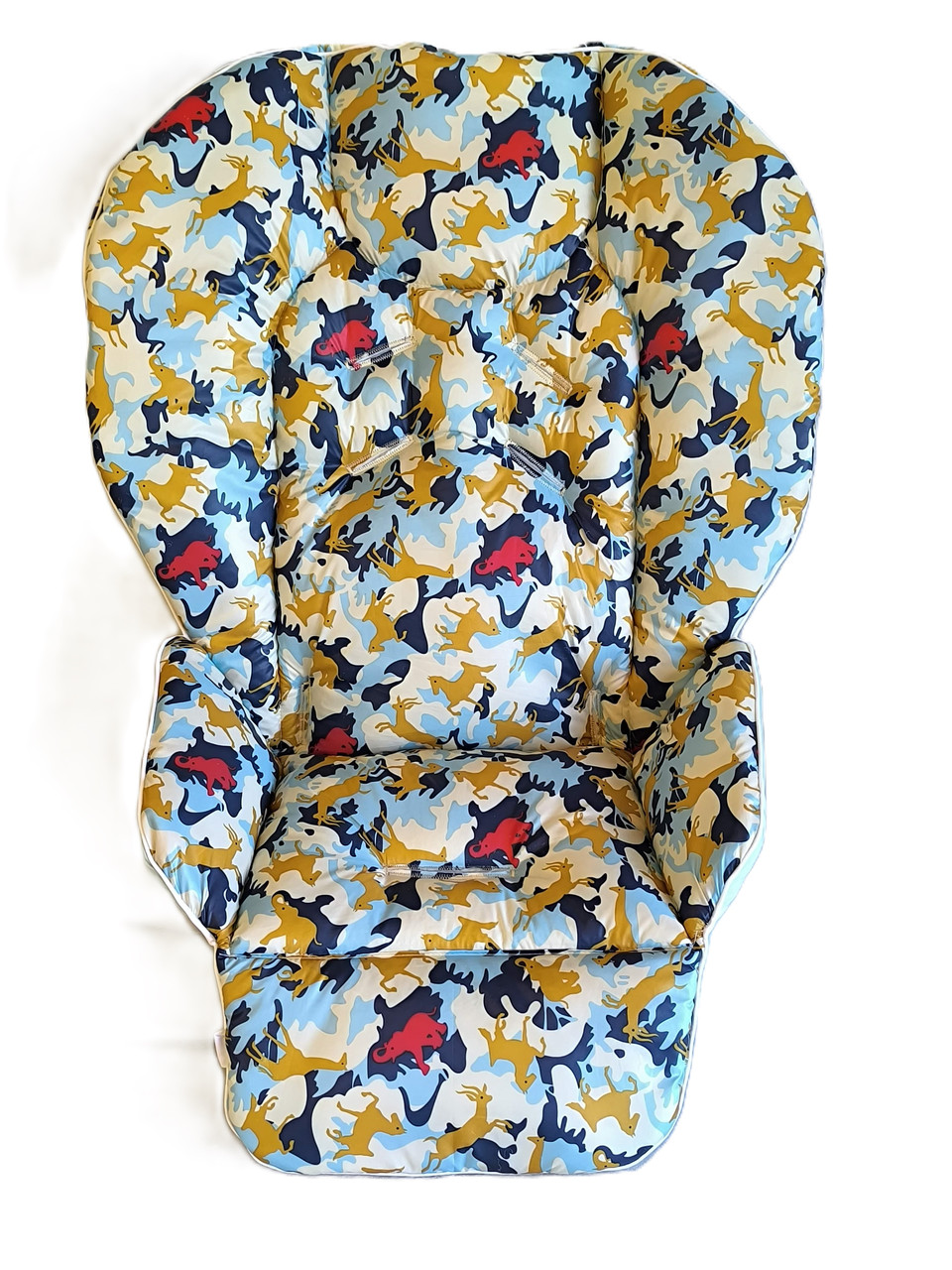 Чохол на стільчик для годування Chicco Polly 2 в 1 плащівка Звірі камуфляж блакитний DavLu (000479), фото 1