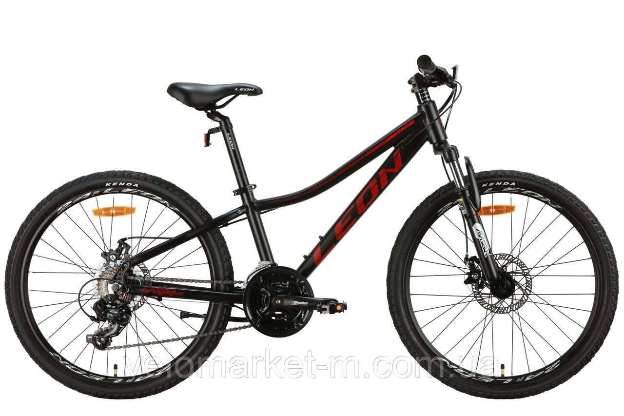Велосипед 24" Leon JUNIOR AM DD 2024 чорний з червоним