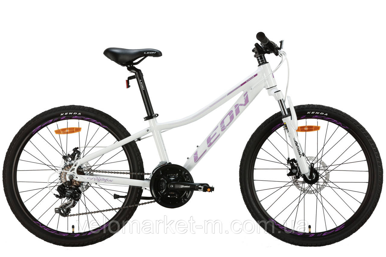 Велосипед 24" Leon JUNIOR AM DD 2024 білий з бузковим, фото 1