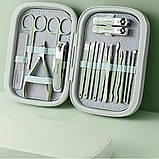 Манікюрний набір 18 в 1 Професійний набір інструментів для манікюру та педикюру SZK102 М'ятний, фото 3