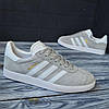 Кросівки чоловічі Adidas Gazelle Grey Адідас Газель світло сірі замшеві, фото 4