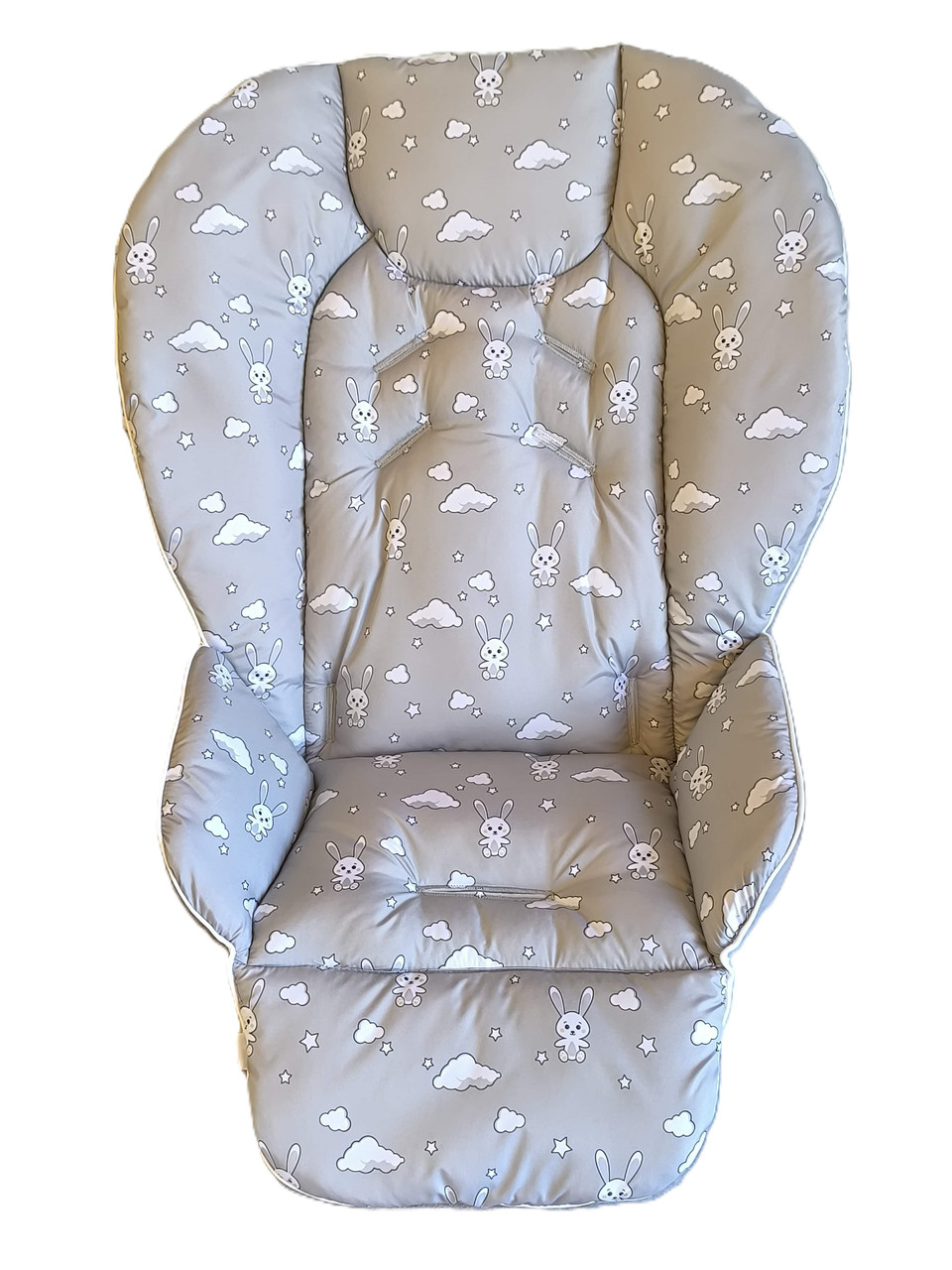 Чохол на стільчик для годування Chicco Polly 2 в 1 плащівка Зайчики на сірому DavLu (000488)