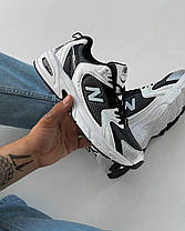 Чоловічі кросівки New Balance 530 White Black Нью Беланс 530 білі шкіра текстиль демісезон, фото 5