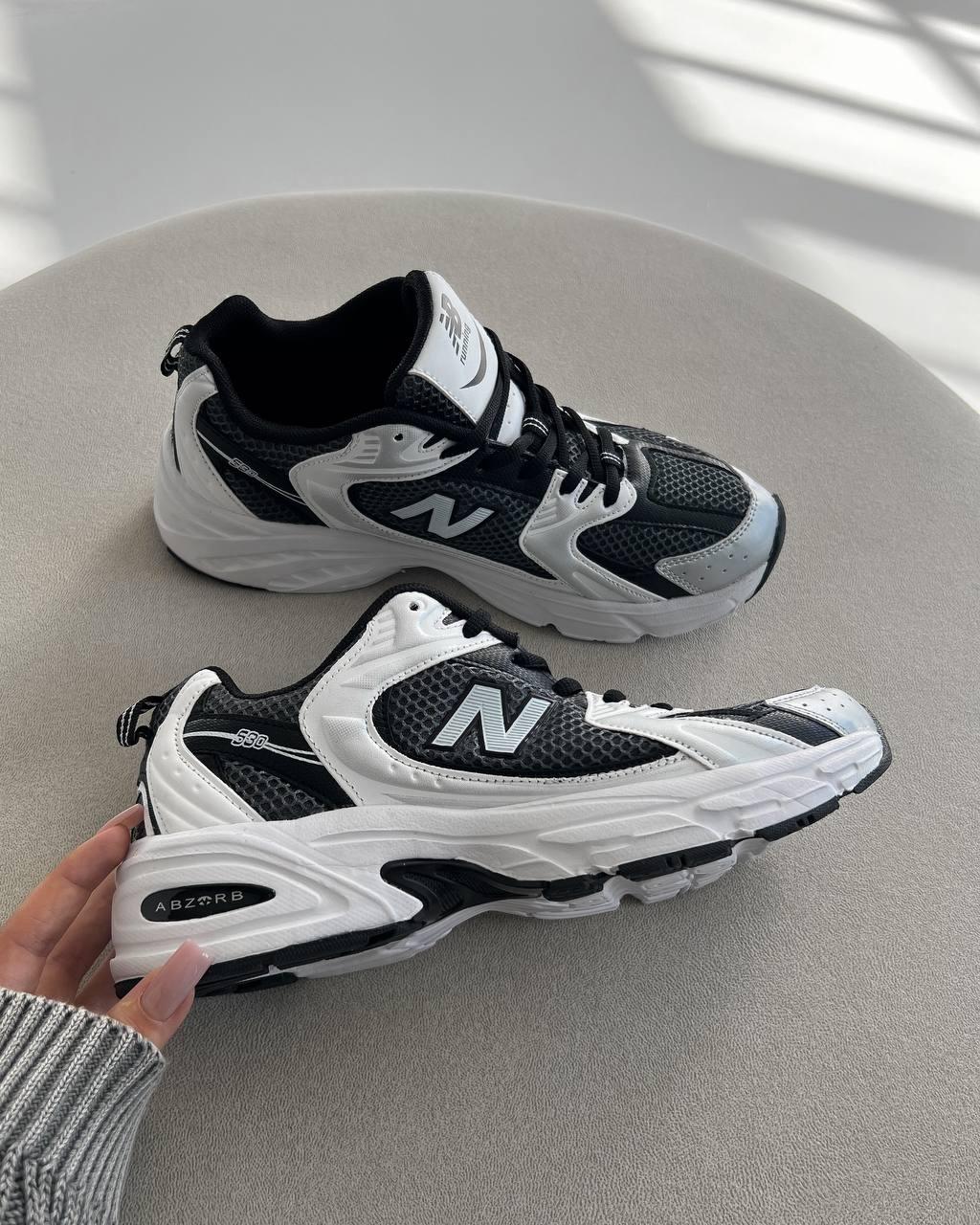 Чоловічі кросівки New Balance 530 White Black Нью Беланс 530 білі шкіра текстиль демісезон