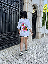 Футболка жіноча однотонна з куліру з принтом розміри норми та батал, фото 5