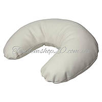 Подушка підголовник з екошкіри Підкова для кушетки та масажного столу розмір 35*29 колір молочний