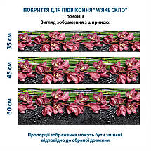 Покриття для підвіконня, м'яке скло з фотодруком Орхідеї з краплями води, 35 х 100 см, ПО-fl098_8, фото 4