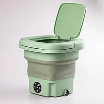 Портативна пральна машина на 8 л Mini Folding Washing Machine, складана міні пралка Зелена XE14Y-Green, фото 5