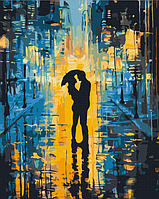 Картини за номерами закохана пара під дощем Діалог світла і дощу 40х50 Картини розмальовки з цифр за номерами закохані Brushme