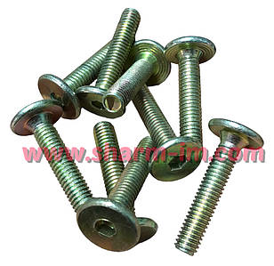 Гвинт меблевий із плоскою головкою під шестигранний ключ М6х30 мм Жовтий