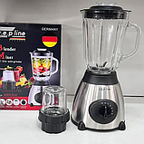 Блендер Zepline 2в1 з кавомолкою, 2000 Вт, настільний стаціонарний подрібнювач з 5 швидкостями, зі скляною чашею ZP-004, фото 4