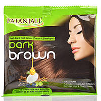 Натуральна фарба для волосся темно-коричнева Patanjali 40 ml (20+20)