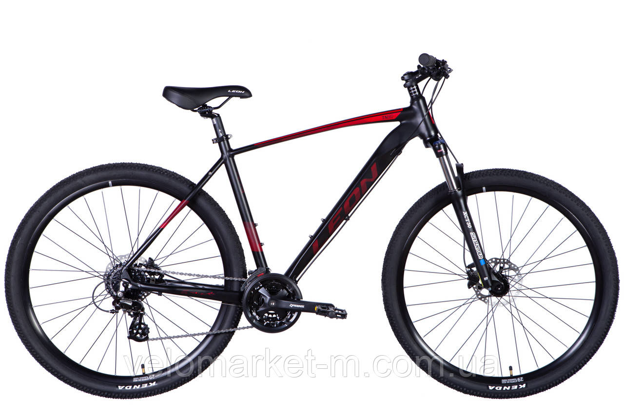 Велосипед алюміній 29" Leon TN-80 AM Hydraulic lock out HDD рама-21" чорний з червоним (матовий) 2024