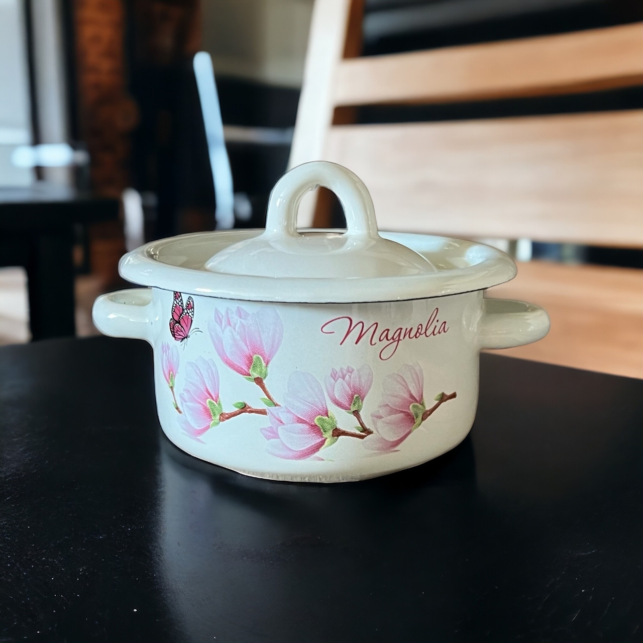 Каструля емальована 0.4л Магнолія молочна Idilia 16031/2