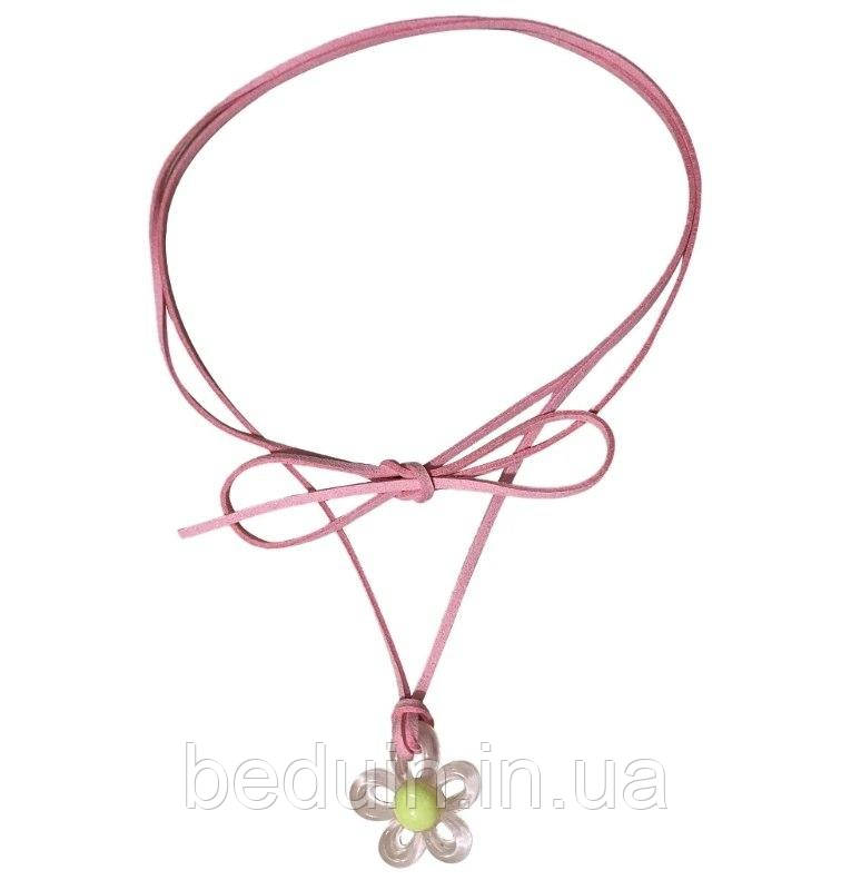 Трендовий яскравий чокер на рожевому шнурку "Ромашка" — рожева Aushal Jewellery