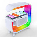 Нічний акумуляторний G-Smart G30 RGB + годинник + Bluetooth колонка + зарядка для телефону, фото 5