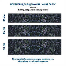 Покриття для підвіконня, м'яке скло з фотодруком Листя темної рослини, 35 х 100 см, ПО-tx346, фото 4
