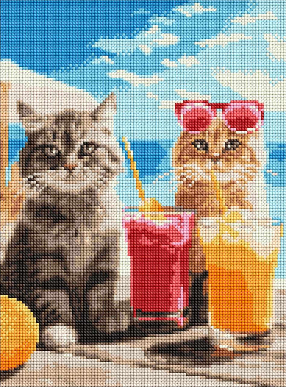 Алмазна мозаїка без підрамника Котики на відпочинку 30х40 Ідейка (AMC7998), фото 1