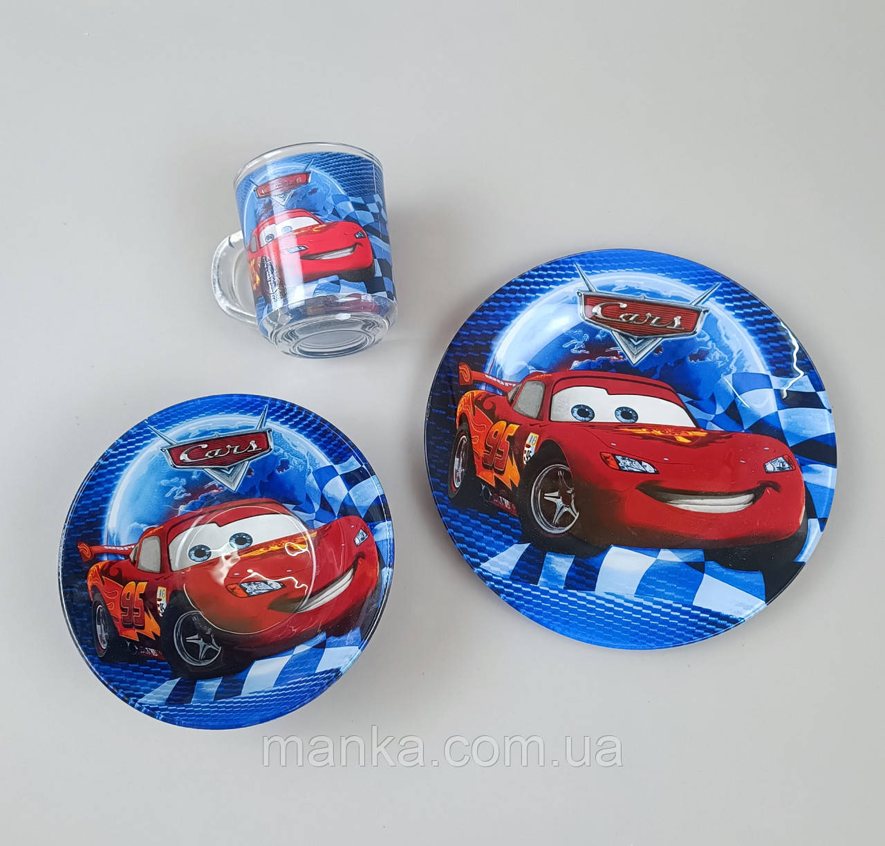 Набір дитячого посуду 3 елементи Тачки блискавка маквін 4848-2, фото 1