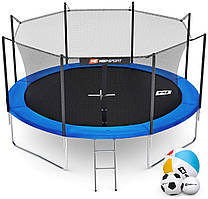 Батут Hop-Sport 12ft (366см) синій із внутрішньою сіткою