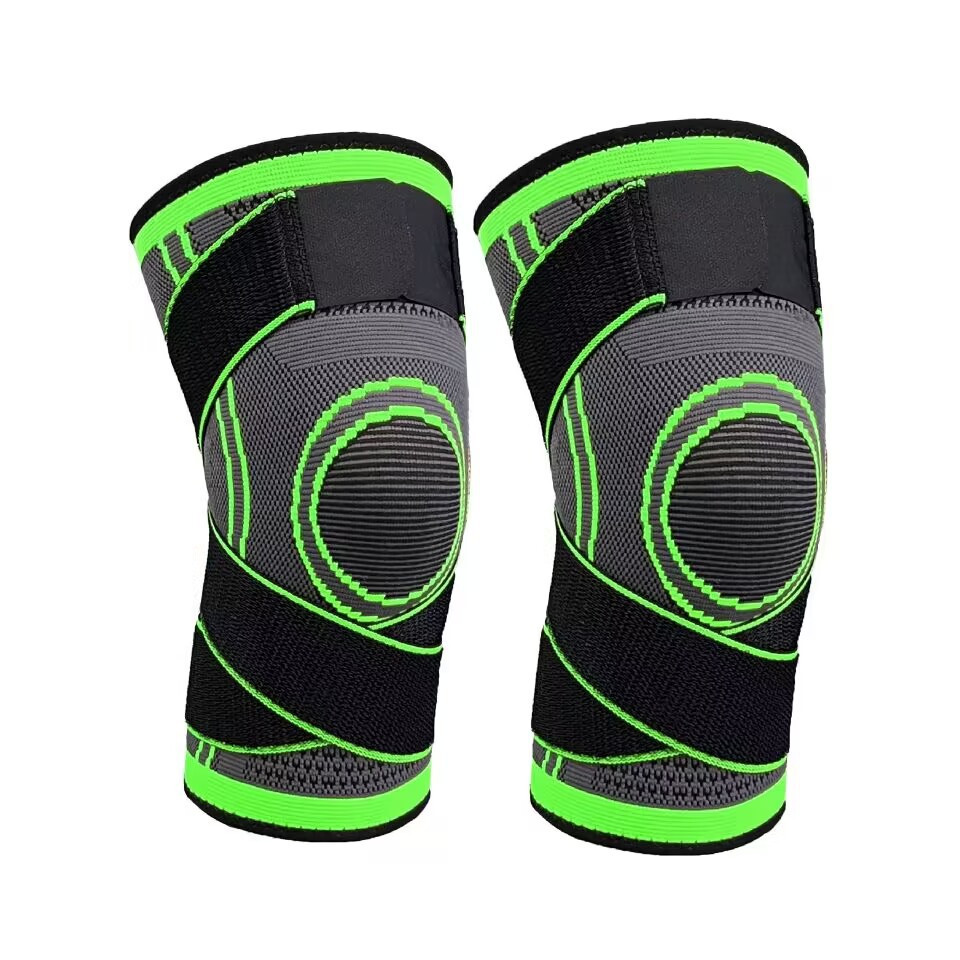 Бандаж зелений на коліно. Наколінники на липучках. Фіксатор колінного суглоба для дорослих універсальний розмір, фото 1