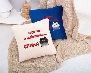 Подушка подарункова "Коротко про наболівальний" флок