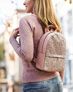 Рюкзак Fancy mini світло-рожевий флай із рожевим глітером