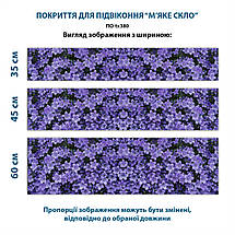 Покриття для підвіконня, м'яке скло з фотодруком Клумба фіолетових квітів, 35 х 100 см, ПО-tx380, фото 4