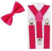 Дитячий комплект Підтяжки + Метелик зріст 86-140 см (малинові)