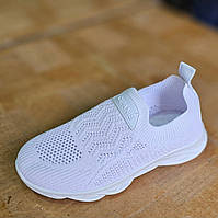 Мокасини жіночі текстильні літні білі сліпони Мокасины женские тканевые летние белые слипоны (Код: 3418)