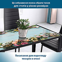 Покриття для підвіконня, м'яке скло з фотодруком Квіти на ніжному блакитному фоні, 35 х 100 см, ПО-tx382, фото 5