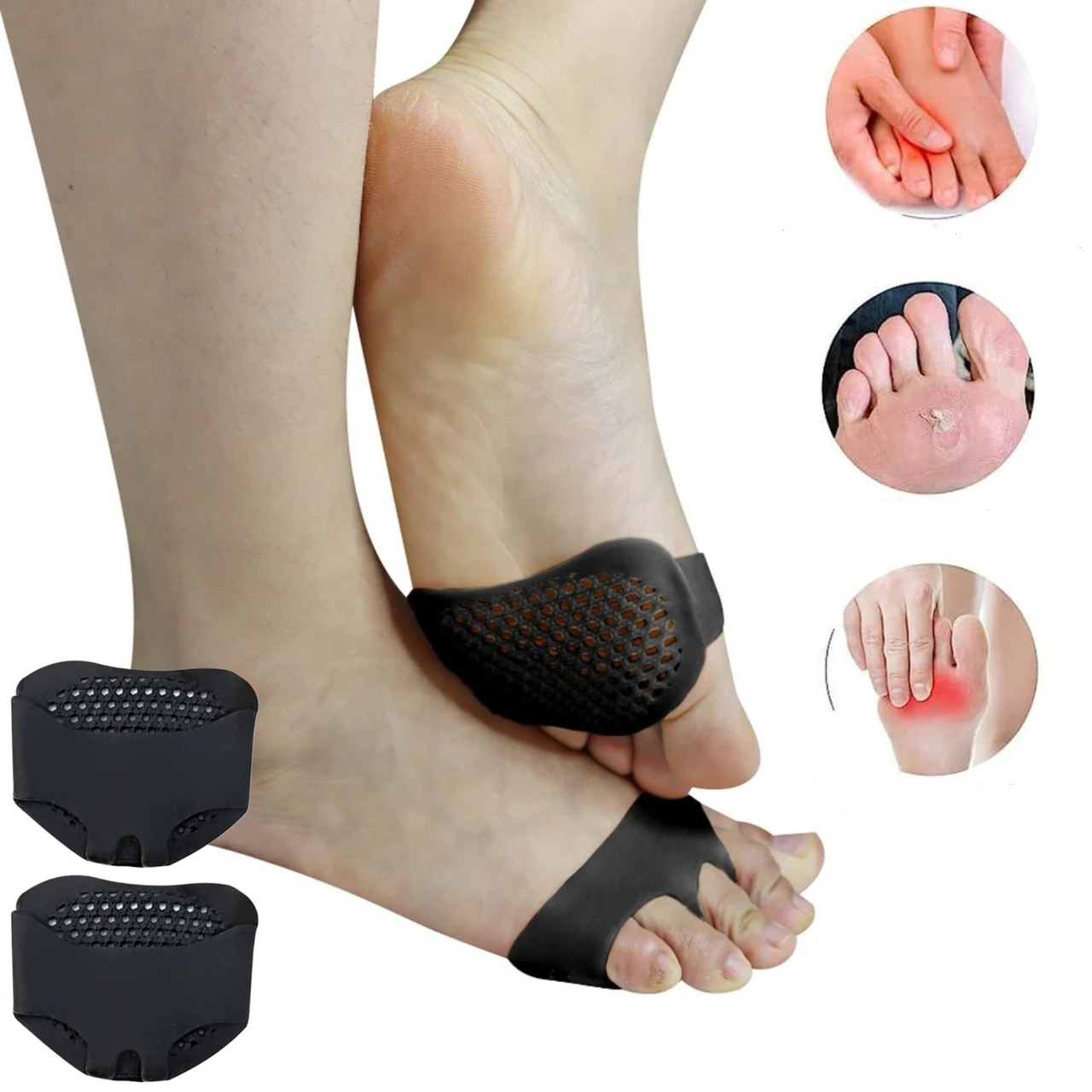 Медичні силіконові чорні подушечки під плюсну. Подушечка чорного кольору під плюсну силікон, фото 1